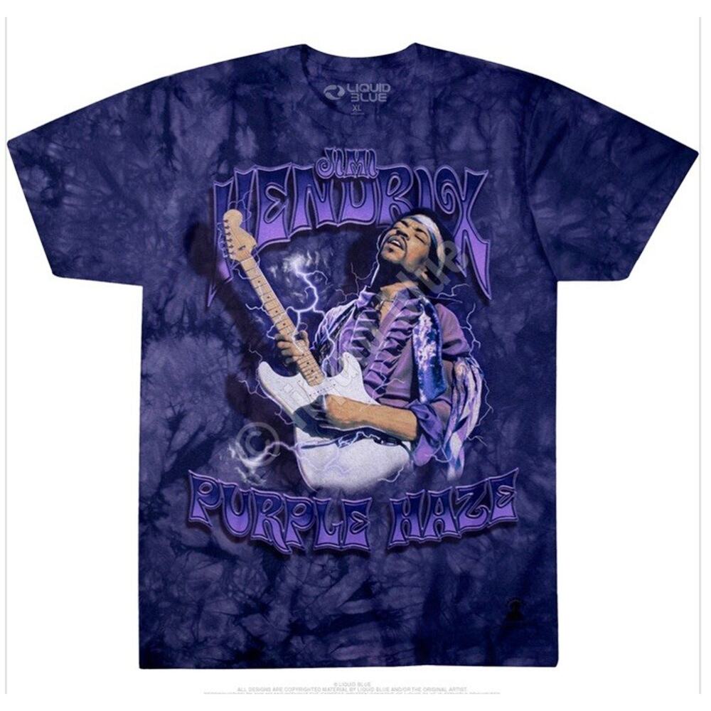 Liquid Blue Jimi Hendrix Purple Haze Tie Dye T-Shirt Y2K Hippie Psychedelic Sz M